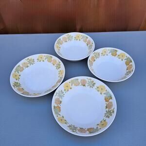 4 Vtg Bowls Noritake Progression China SunnySide 9003 Floral Pattern Soup Cereal